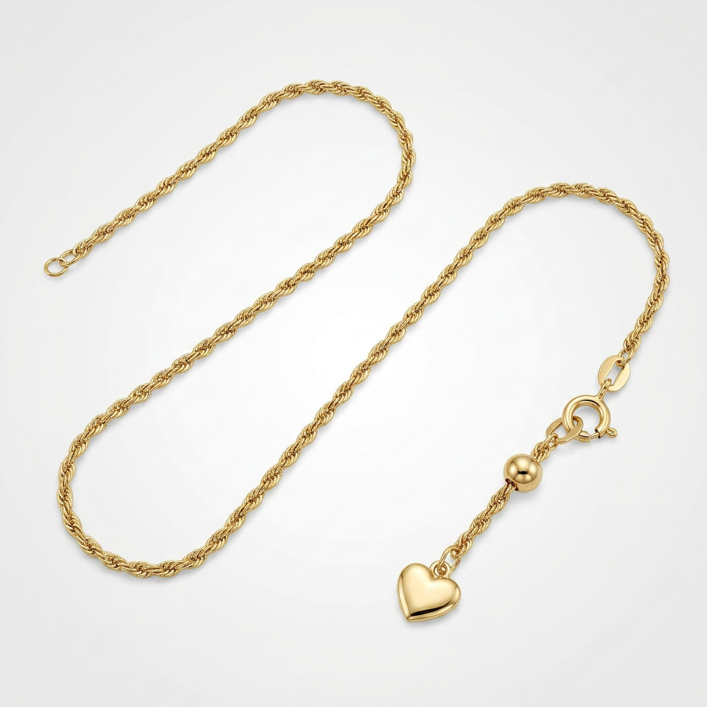10k Yellow Gold Adjustable Rope Chain 1.0mm
