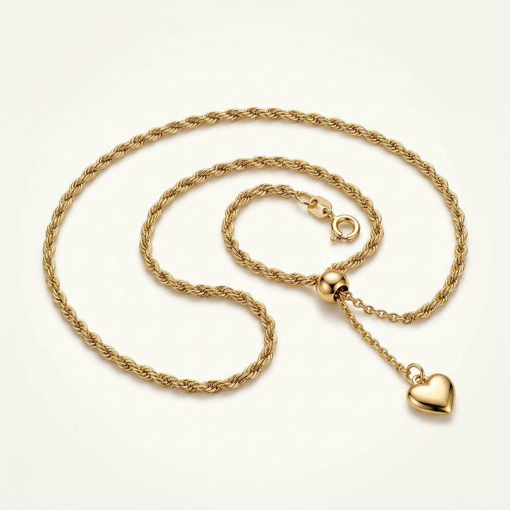 10k Yellow Gold Adjustable Rope Chain 1.0mm
