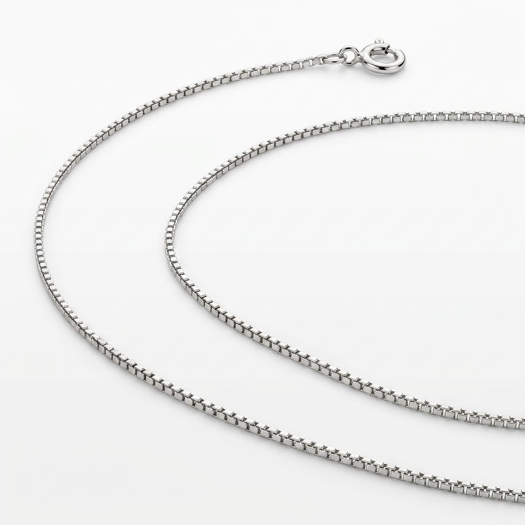 14k White Gold Classic Box Chain 0.45 mm