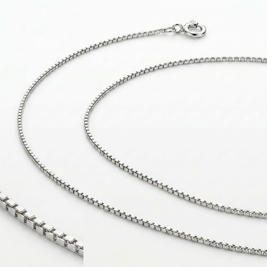 14k White Gold Classic Box Chain 0.45 mm