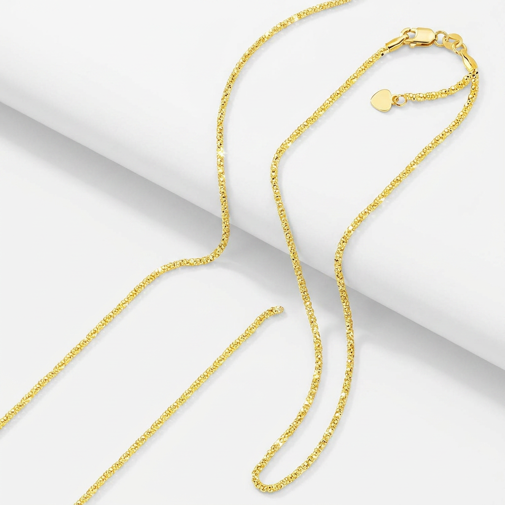 14k Yellow Gold Adjustable Sparkle Chain 1.5mm