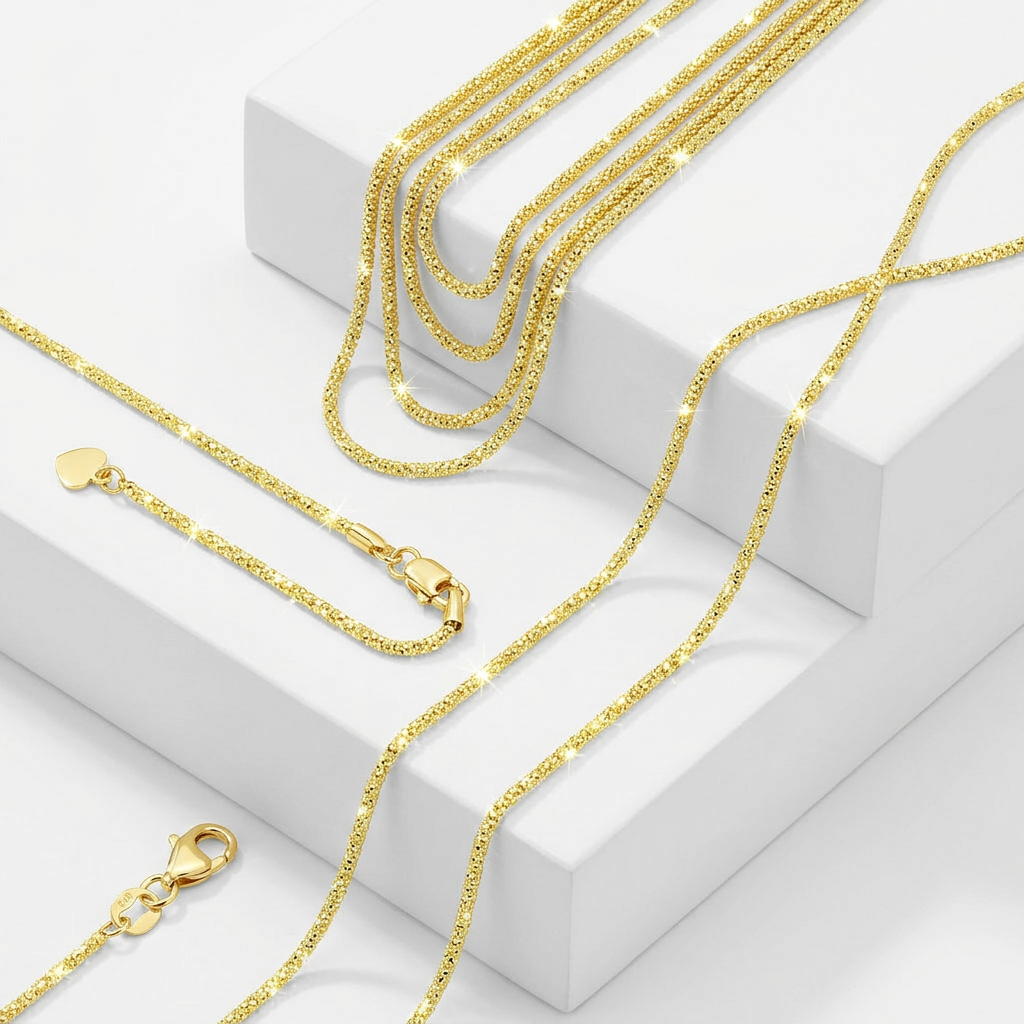 14k Yellow Gold Adjustable Sparkle Chain 1.5mm