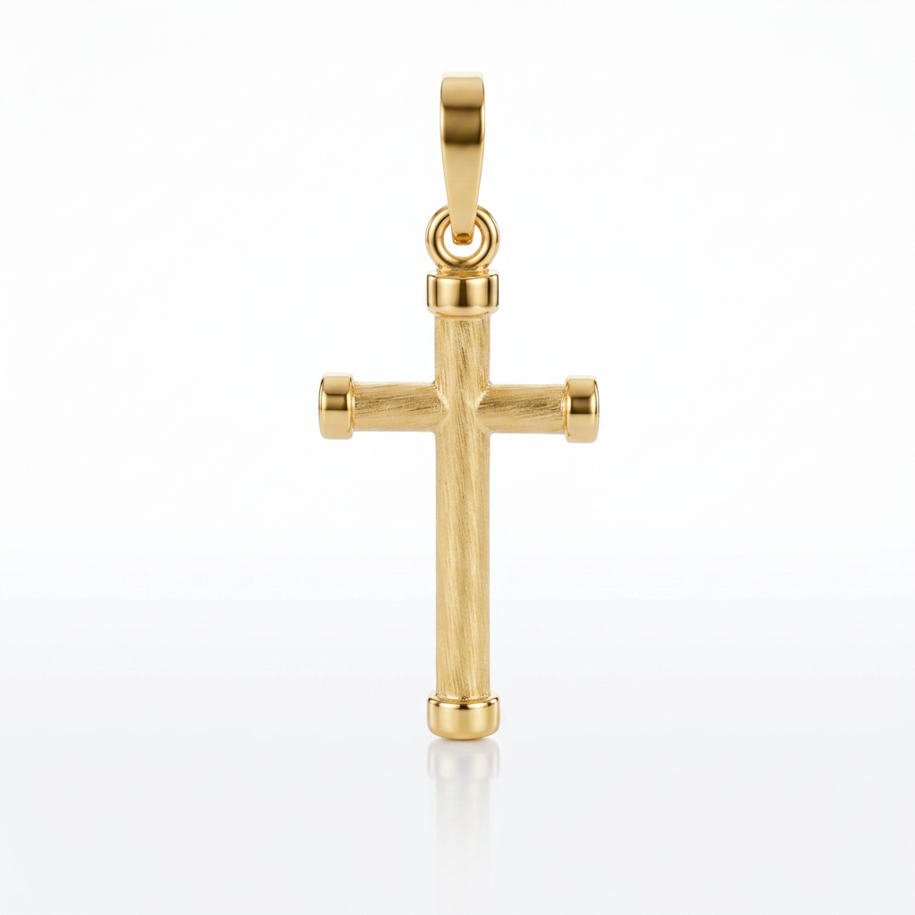 14k Yellow Gold Cross Pendant with Rounded Ends