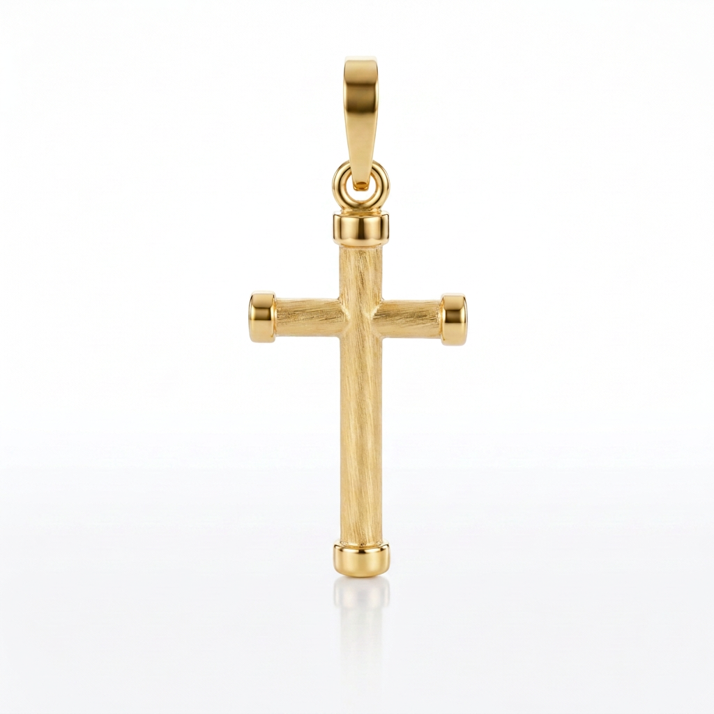14k Yellow Gold Cross Pendant with Rounded Ends