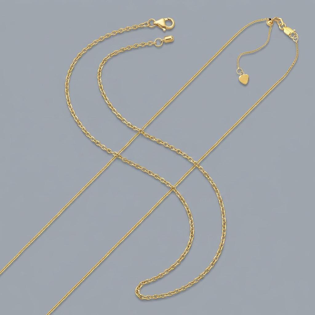 10k Yellow Gold Adjustable Cable Chain 0.9mm