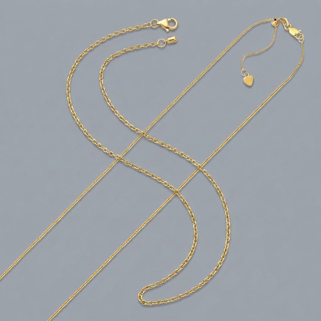 10k Yellow Gold Adjustable Cable Chain 0.9mm