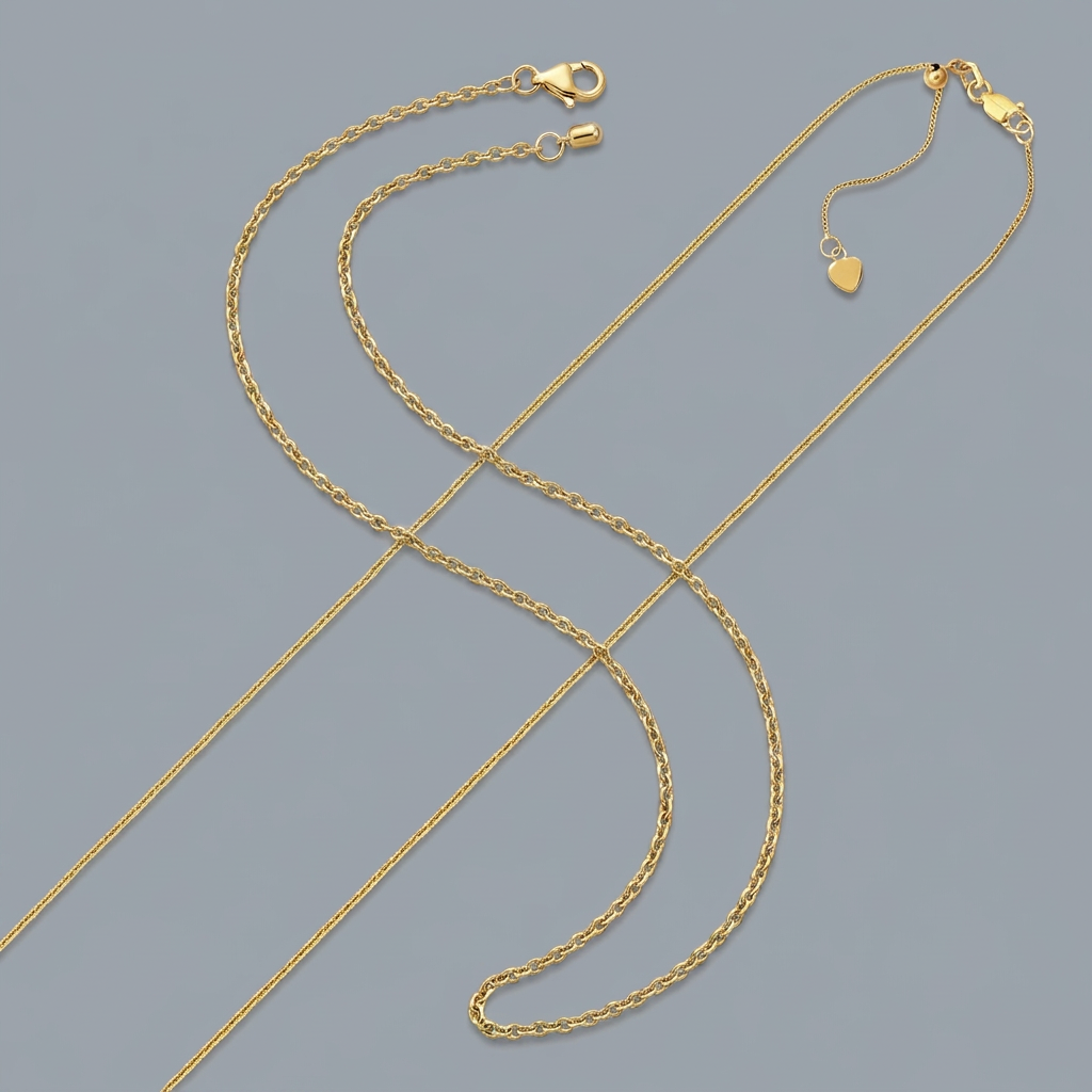 10k Yellow Gold Adjustable Cable Chain 0.9mm