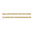14k Yellow Gold Diamond Cut Round Wheat Chain 1.0mm