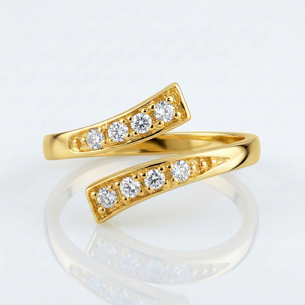 14k Yellow Gold Contemporary Cubic Zirconia Accented Toe Ring