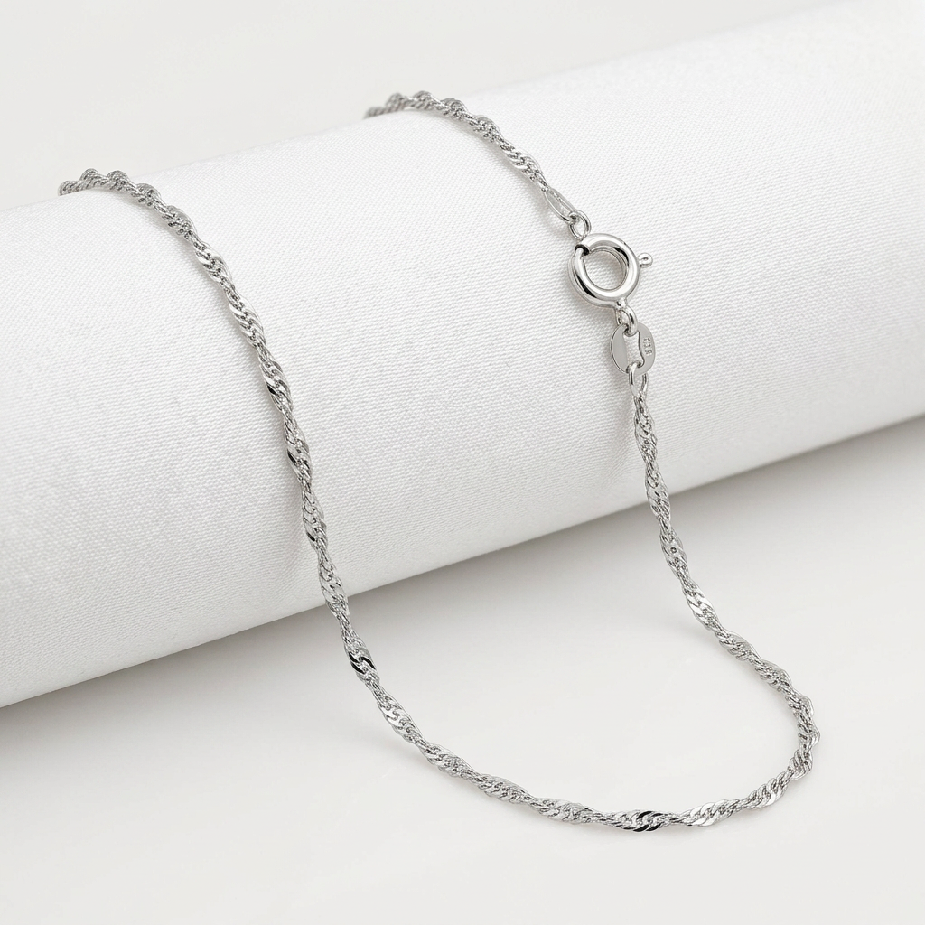 10k White Gold Singapore Chain 1.0mm