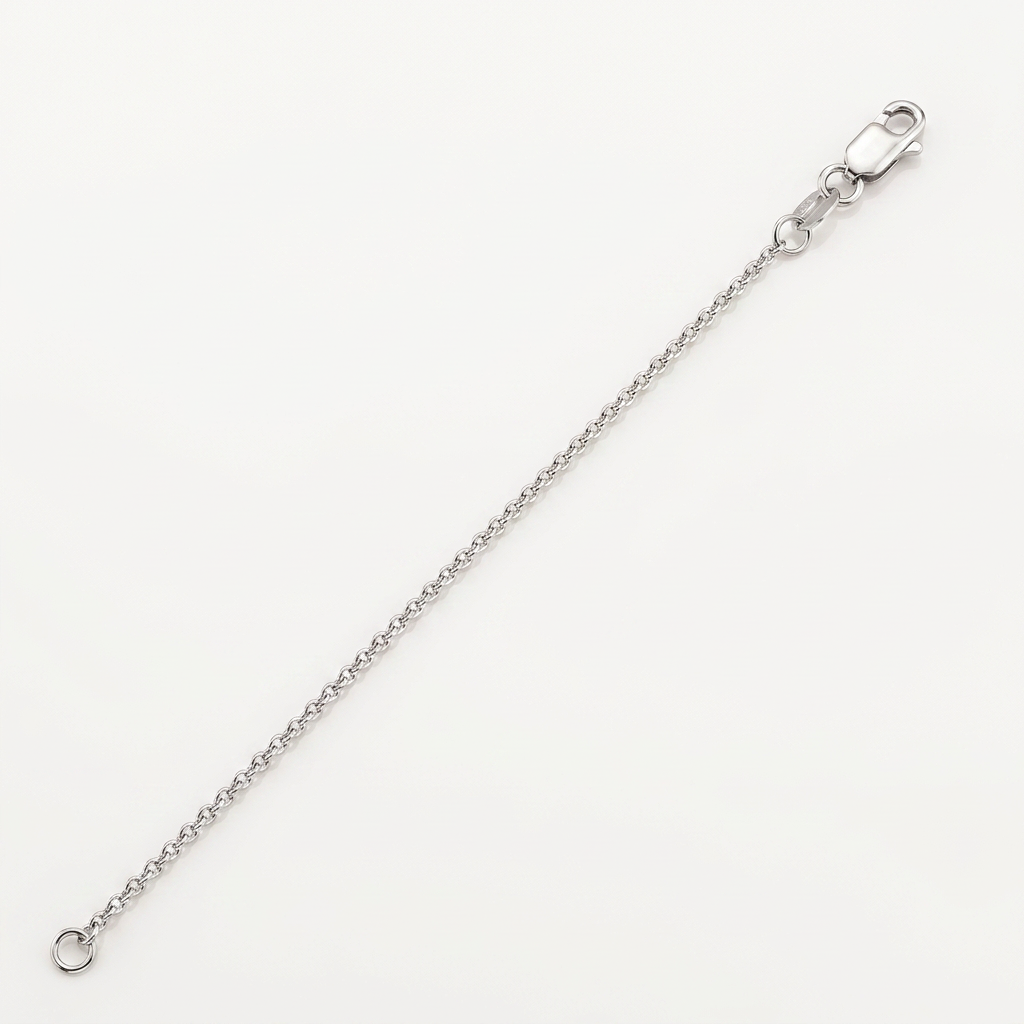 14k White Gold Round Cable Link Chain 1.5 mm