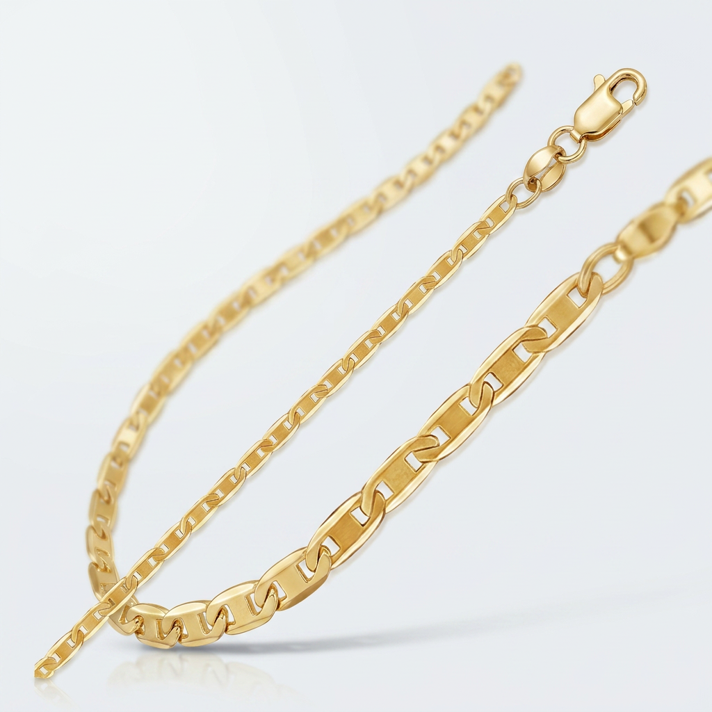10k Yellow Gold Mariner Link Anklet 1.7mm