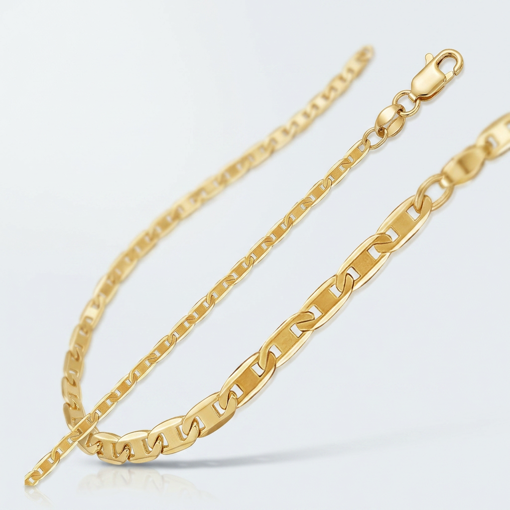 10k Yellow Gold Mariner Link Anklet 1.7mm