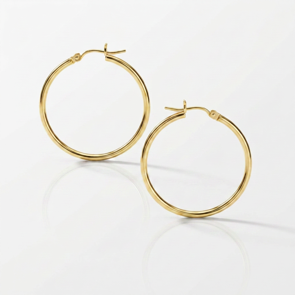10k Yellow Gold Polished Hoop Earrings 25 mm