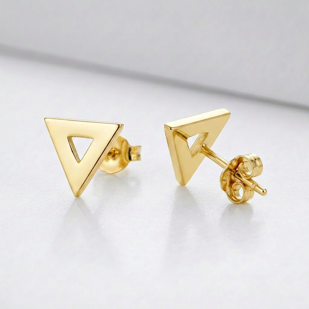 14 k Yellow Gold Polished Open Triangle Post Earrings