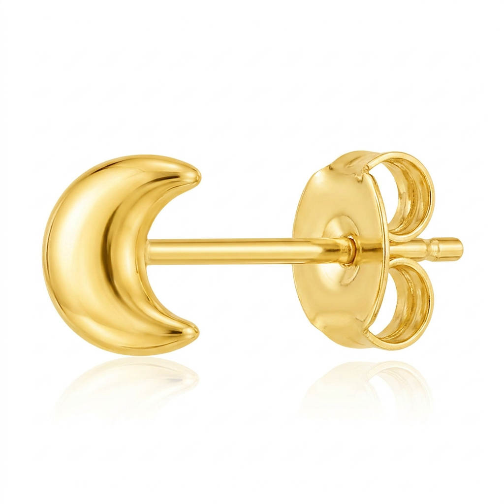 14k Yellow Gold Post Earrings with Moons