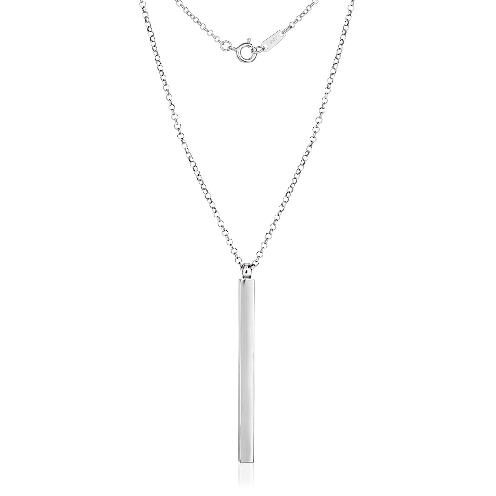 Sterling Silver 24 inch Necklace with Long Polished Bar Pendant