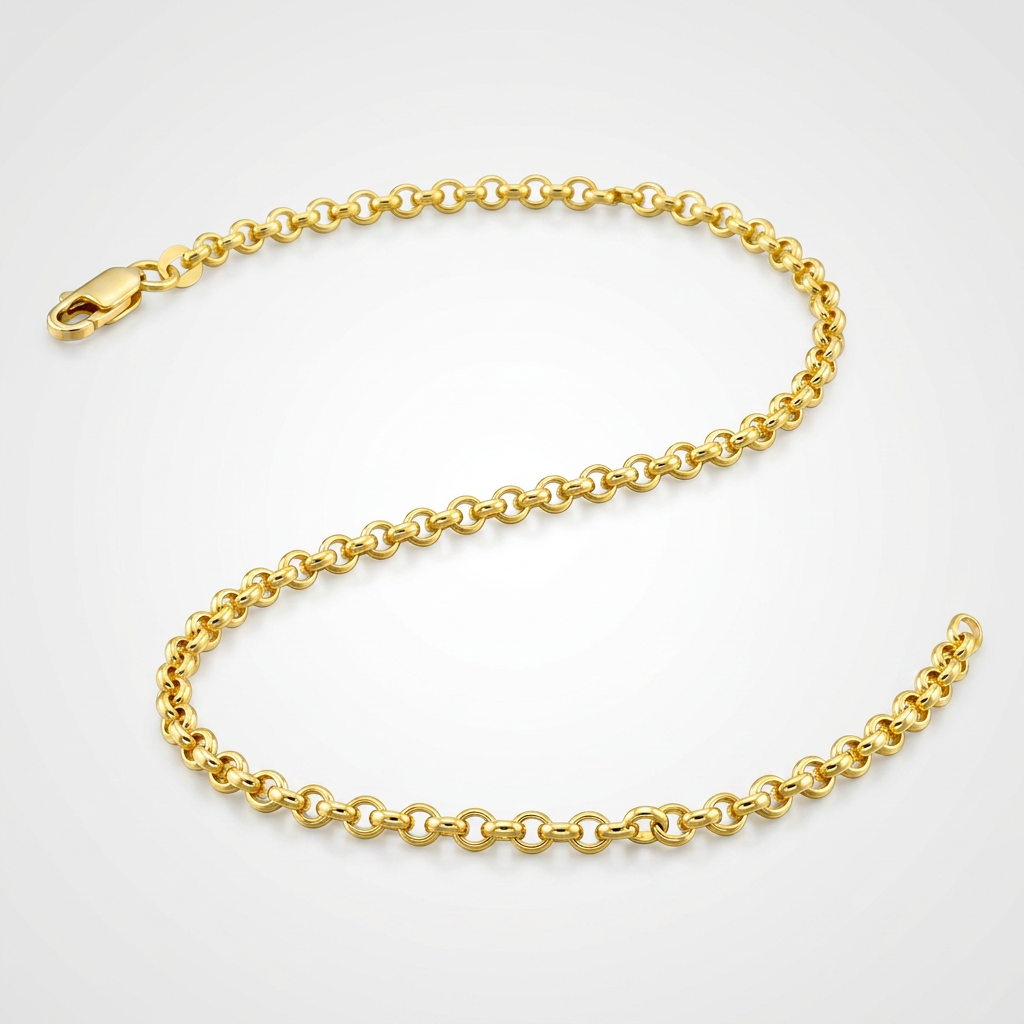 2.3mm 10k Yellow Gold Rolo Anklet