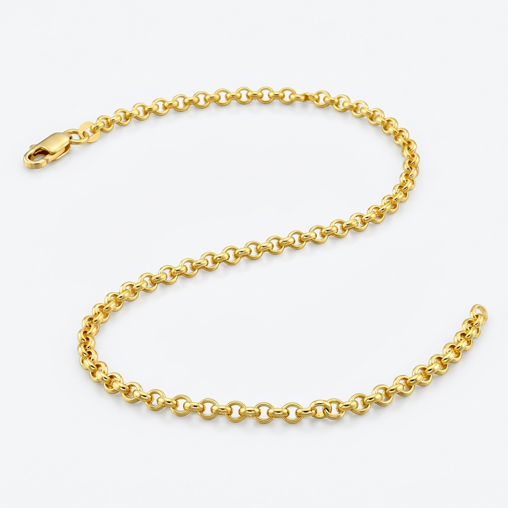 2.3mm 10k Yellow Gold Rolo Anklet
