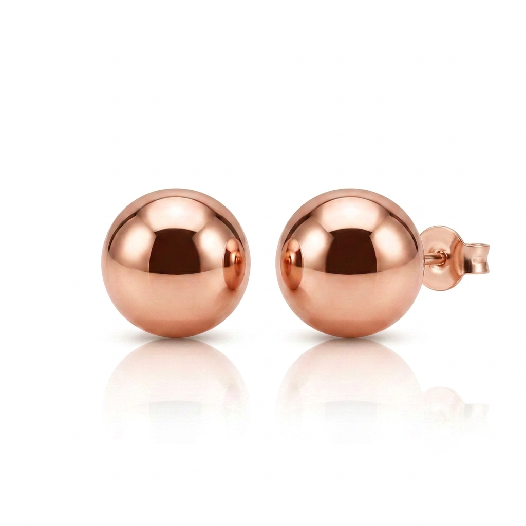 14k Rose Gold Round Stud Earrings (5.0 mm)