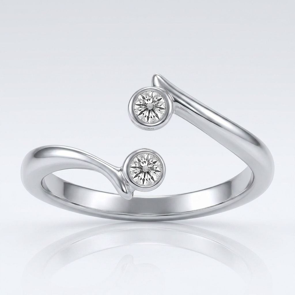 Sterling Silver Rhodium Finished Open Style Cubic Zirconia Accented Toe Ring