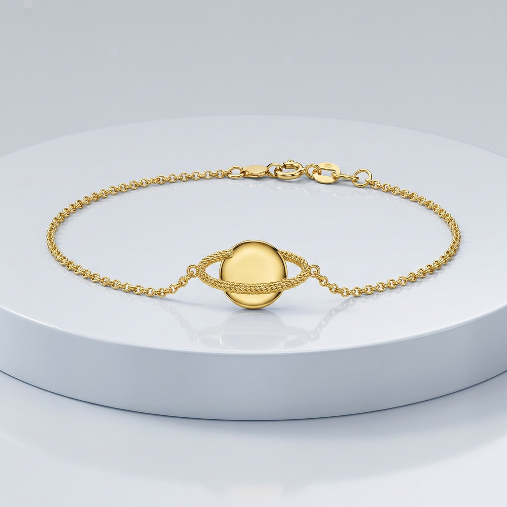 14K Yellow Gold Saturn Bracelet