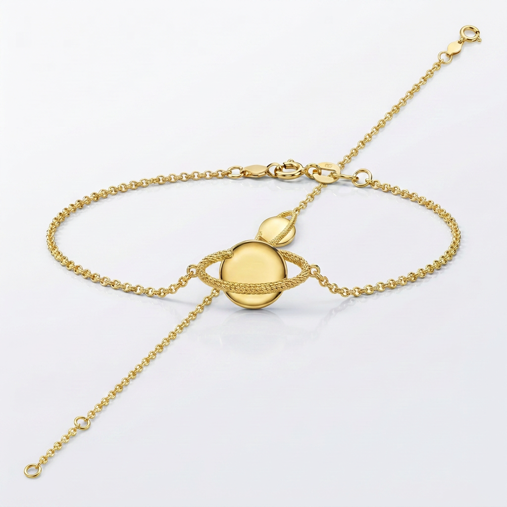 14K Yellow Gold Saturn Bracelet