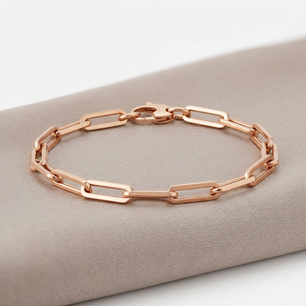 14K Rose Gold Bold Paperclip Chain Bracelet