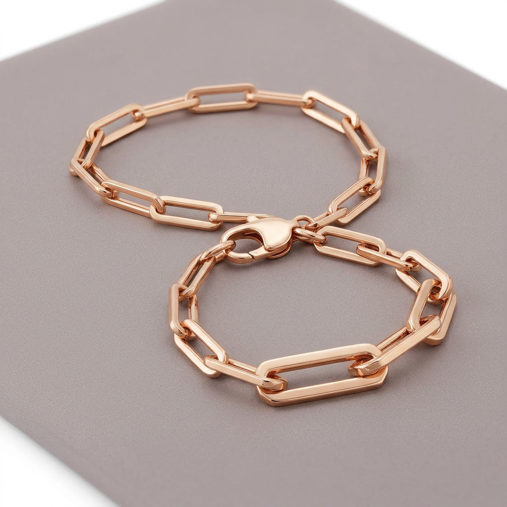 14K Rose Gold Bold Paperclip Chain Bracelet
