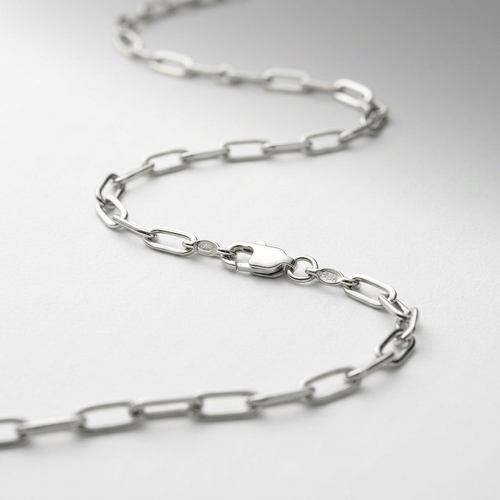 Sterling Silver Rhodium Plated Paperclip Chain (2.5 mm)