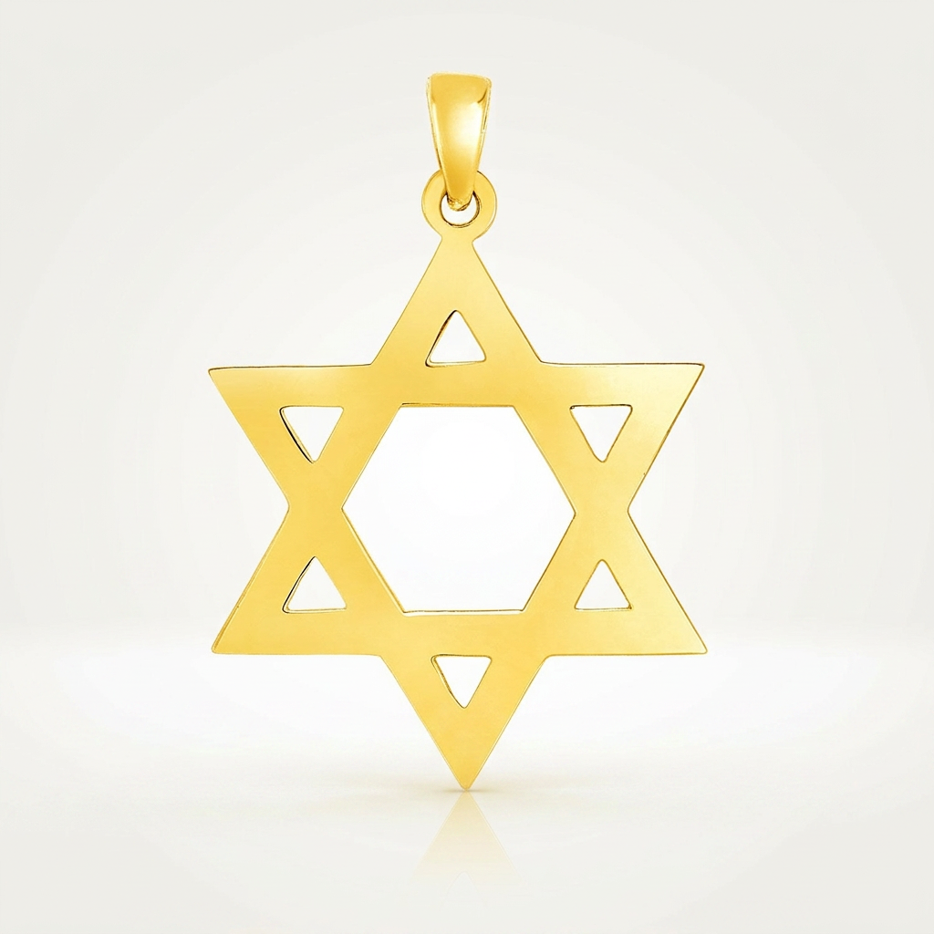14k Yellow Gold Polished Star of David Pendant