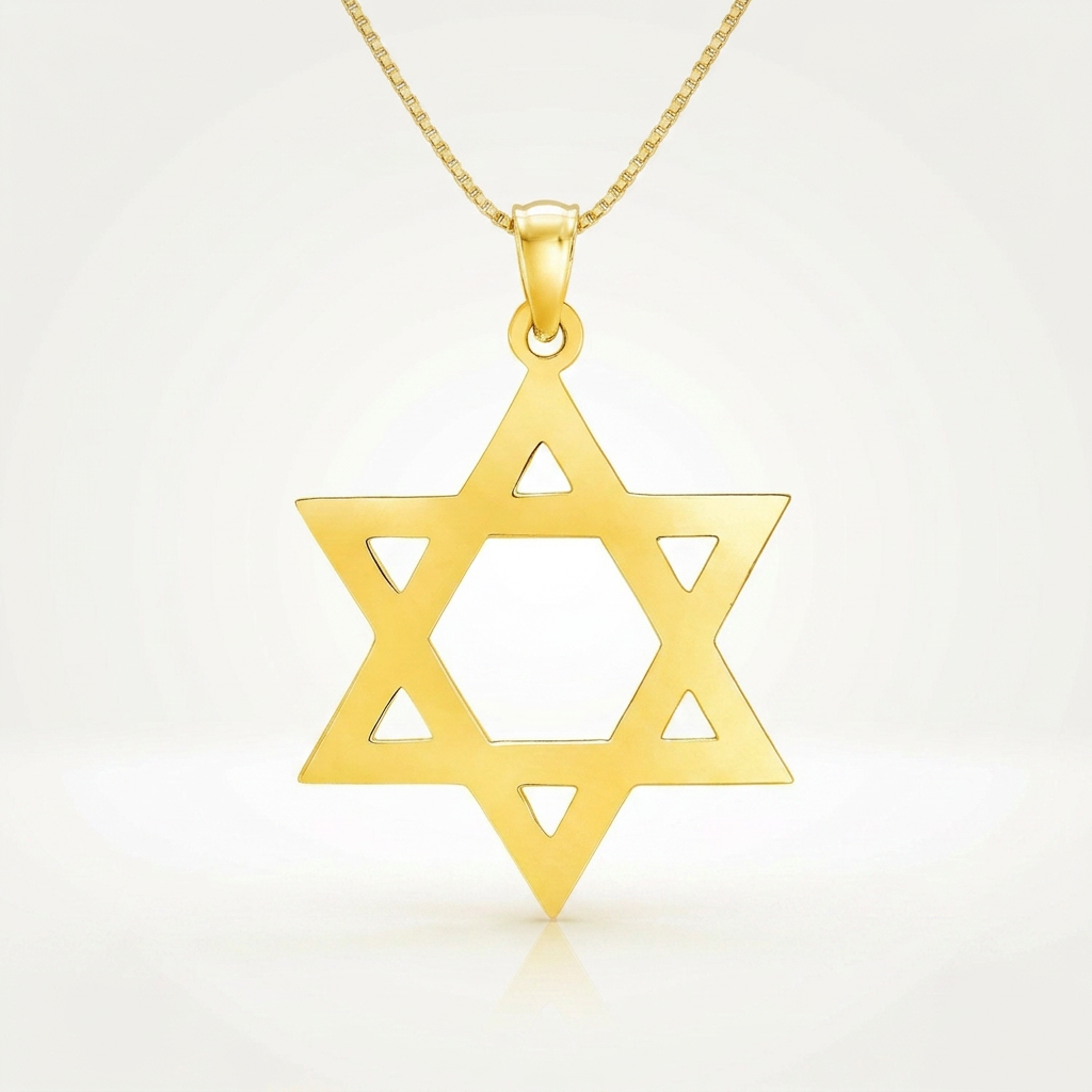 14k Yellow Gold Polished Star of David Pendant