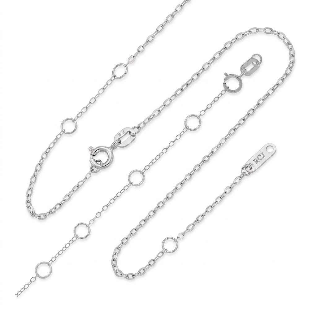 Double Extendable Piatto Chain in 14k White Gold (1.2mm)