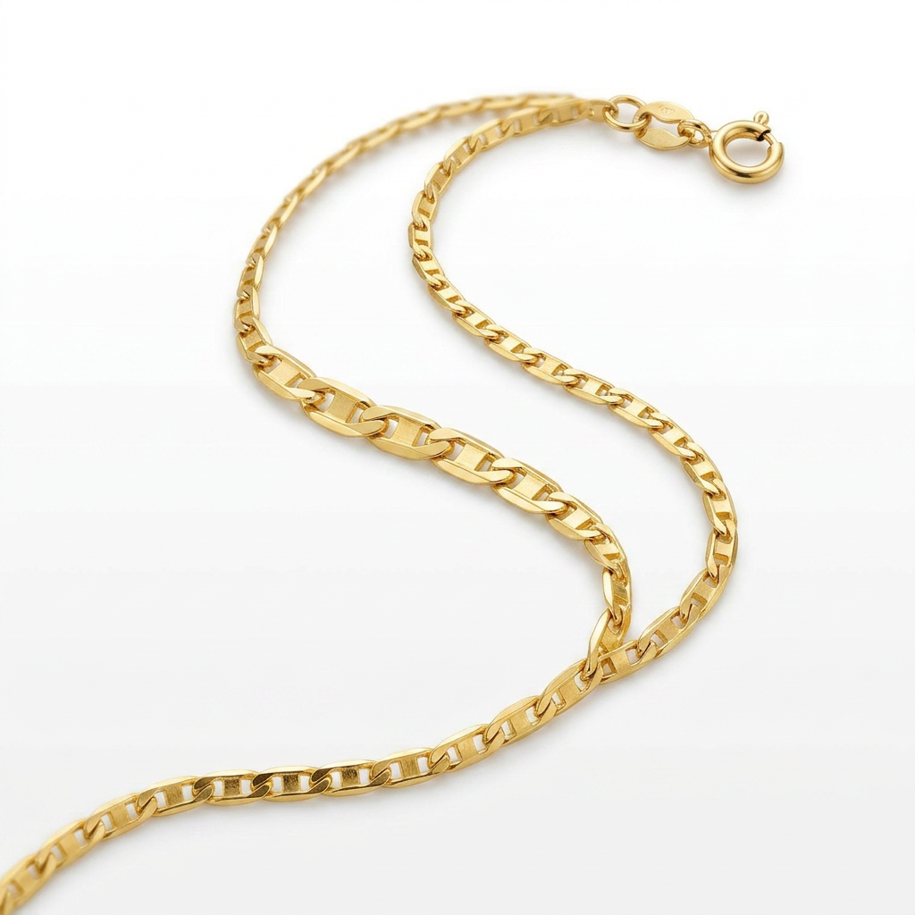 10k Yellow Gold Mariner Link Anklet 1.2mm
