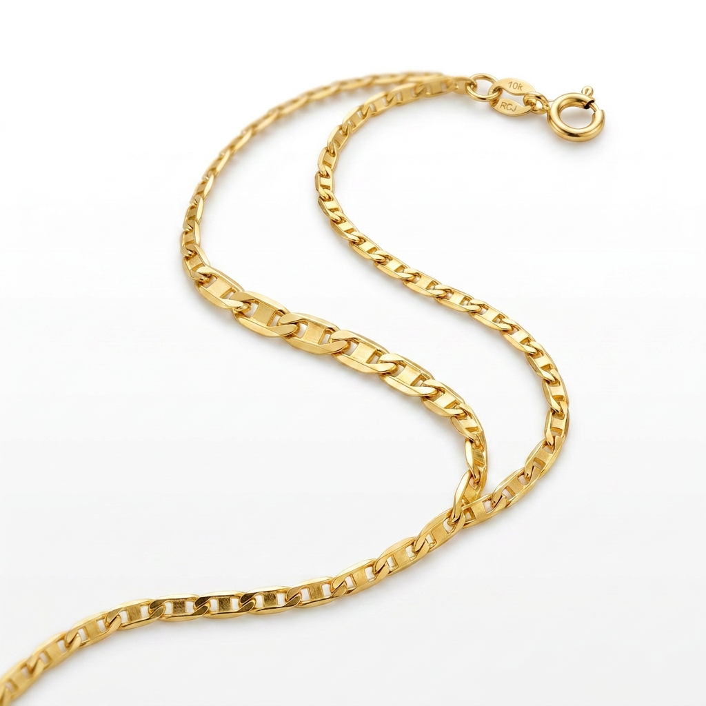 10k Yellow Gold Mariner Link Anklet 1.2mm