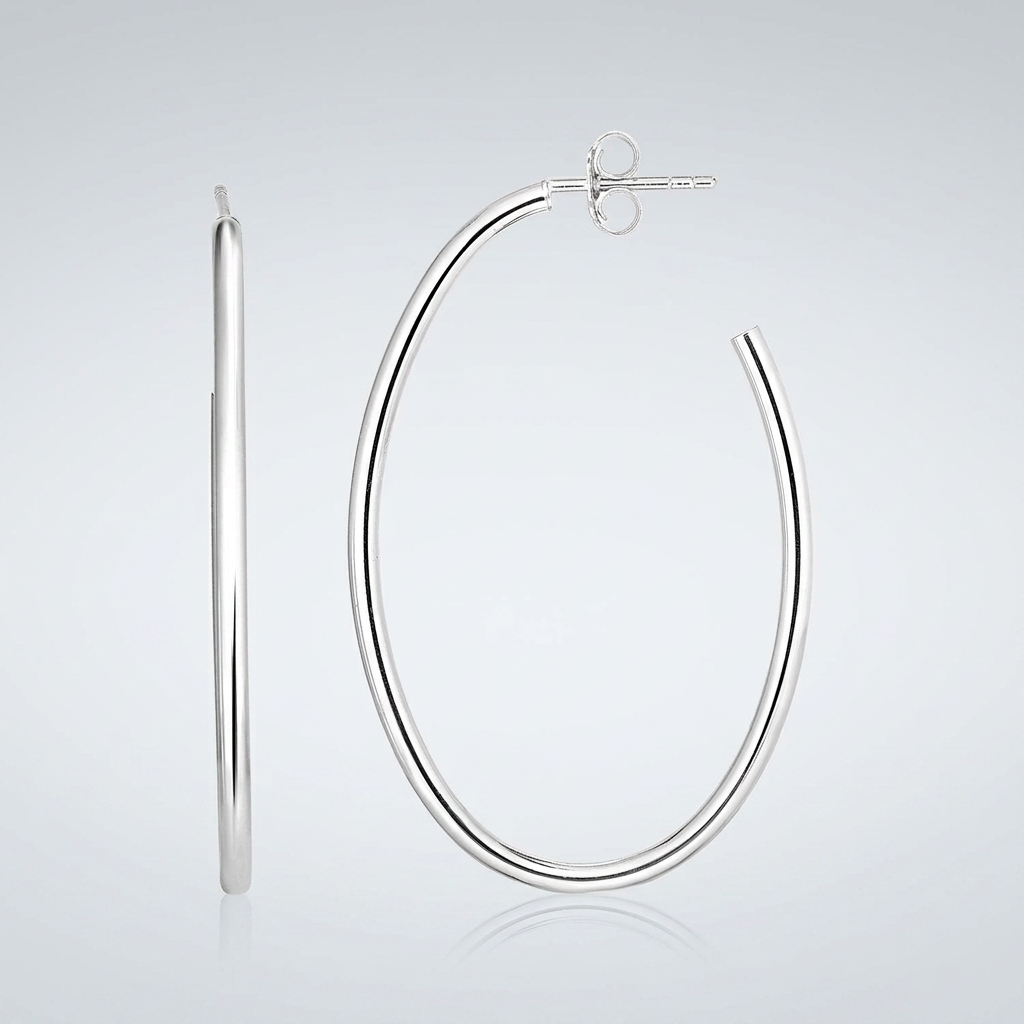 Sterling Silver Polished Oval Hoop Earrings