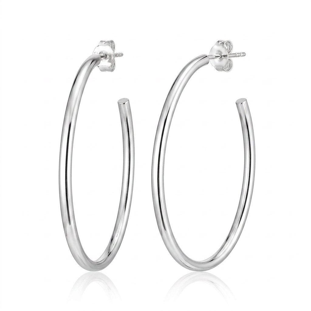 Sterling Silver Polished Oval Hoop Earrings