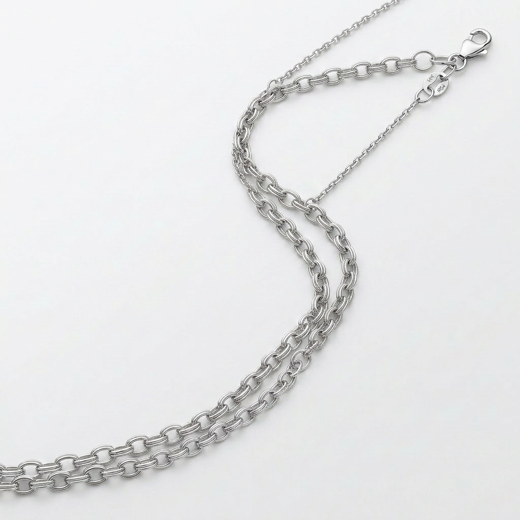 Double Extendable Cable Chain in 14k White Gold (1.0mm)