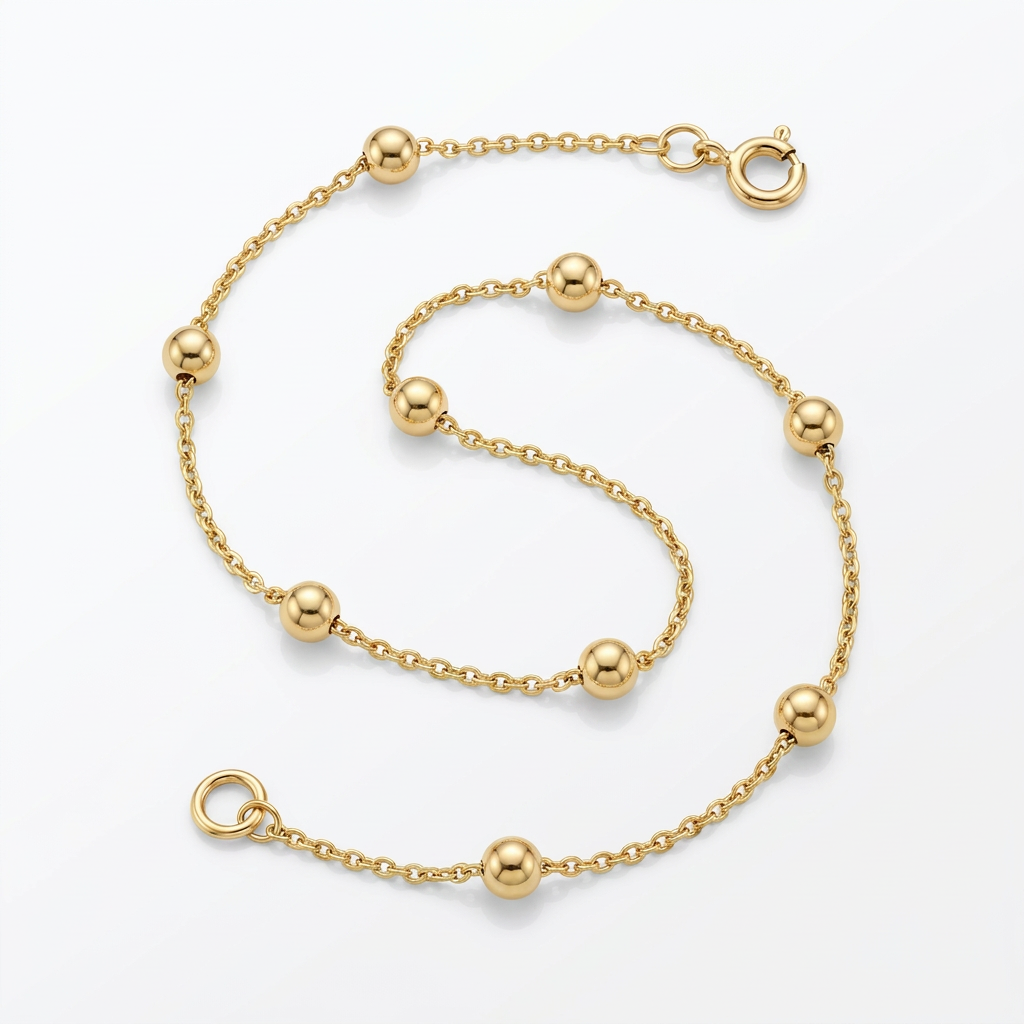 Bead Links Saturn Chain in 14k Yellow Gold (3.5mm)
