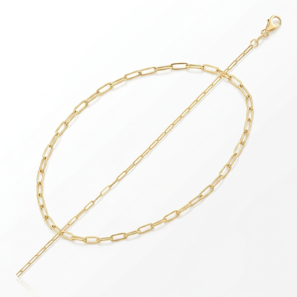 14K Yellow Gold Fine Paperclip Anklet (1.5mm)
