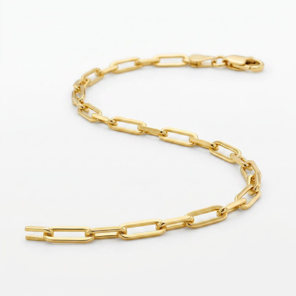 14k Yellow Gold Alternating Paperclip Bracelet (2.8mm)
