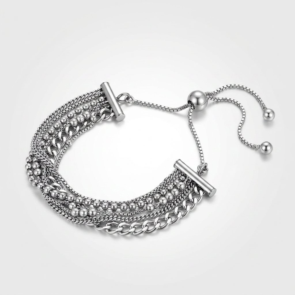 Adjustable Multi Chain Bracelet in Sterling Silver