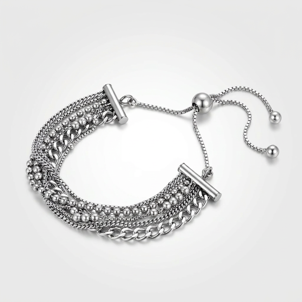 Adjustable Multi Chain Bracelet in Sterling Silver
