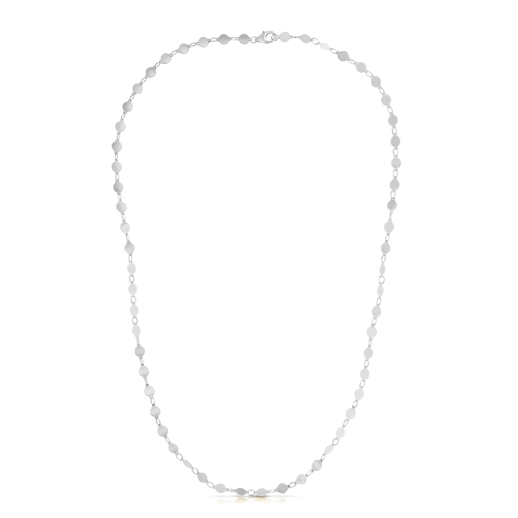 14k White Gold Necklace with Polished Circles