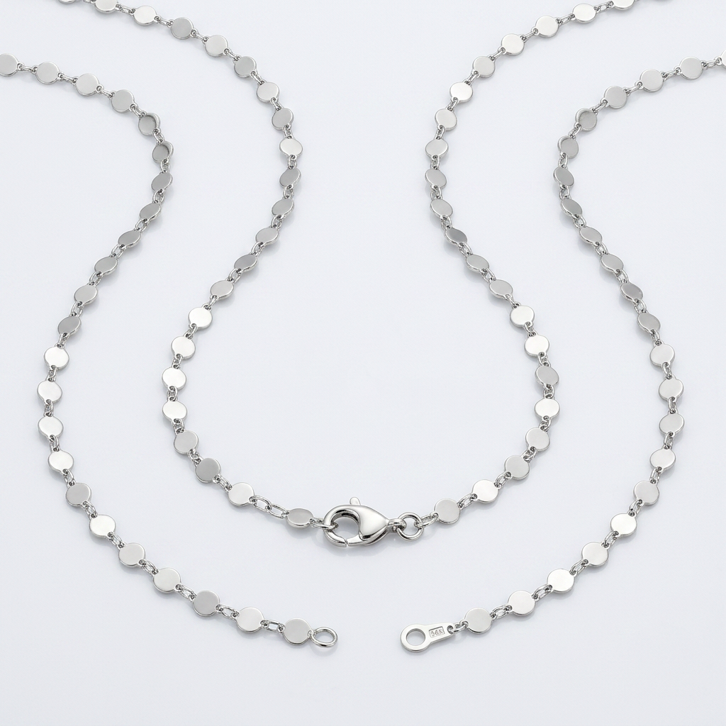 14k White Gold Necklace with Polished Circles