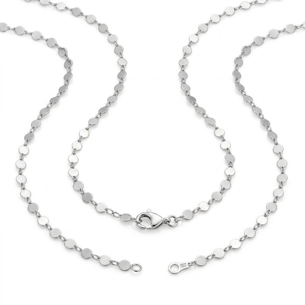 14k White Gold Necklace with Polished Circles
