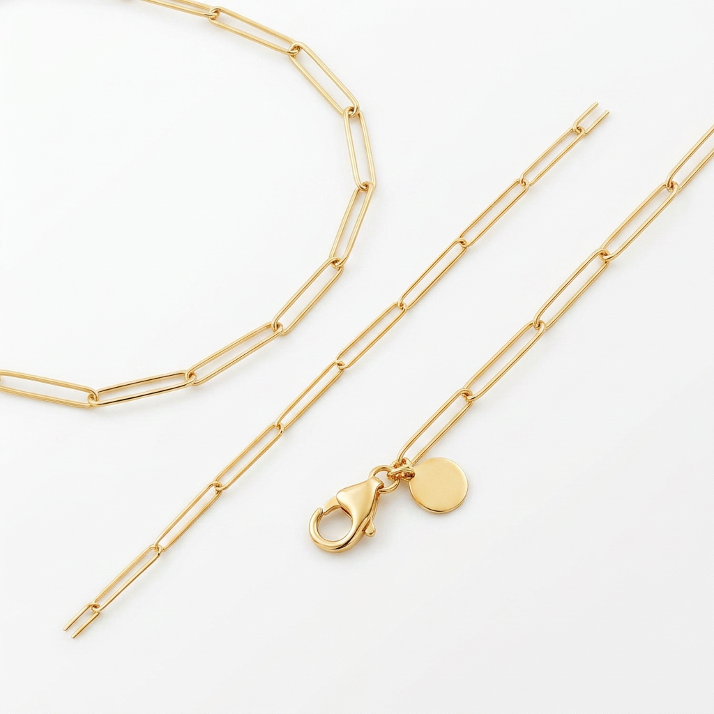 14k Yellow Gold Wire Paperclip Bracelet (2.7mm)