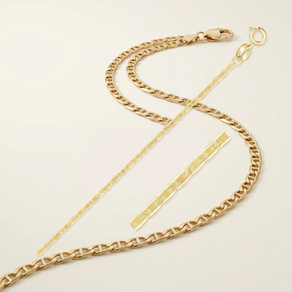 10k Yellow Gold Mariner Link Chain 1.2mm