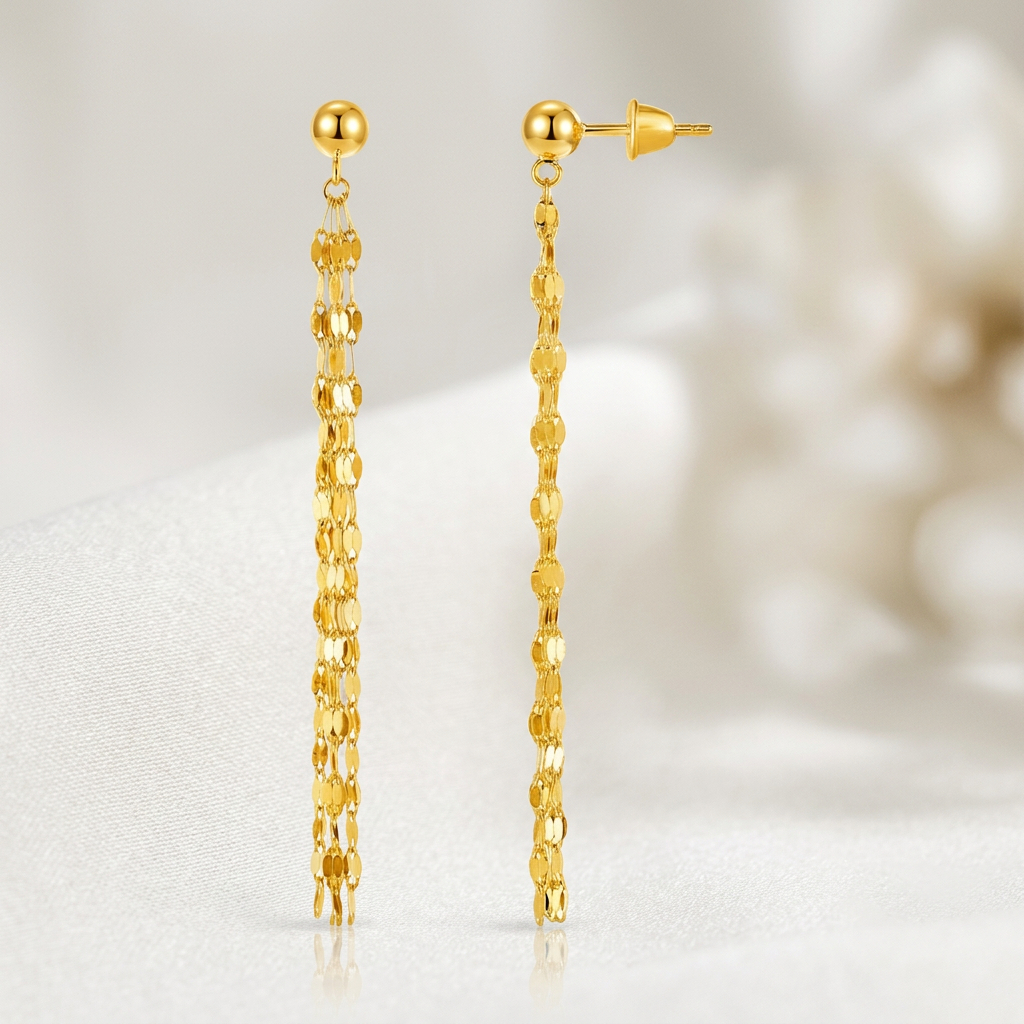 14k Yellow Gold Polished Drop Earrings
