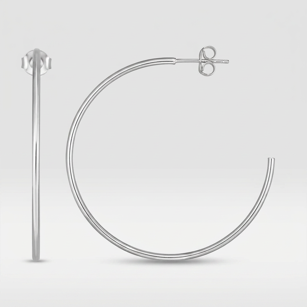 14k White Gold Polished Hoop Earrings